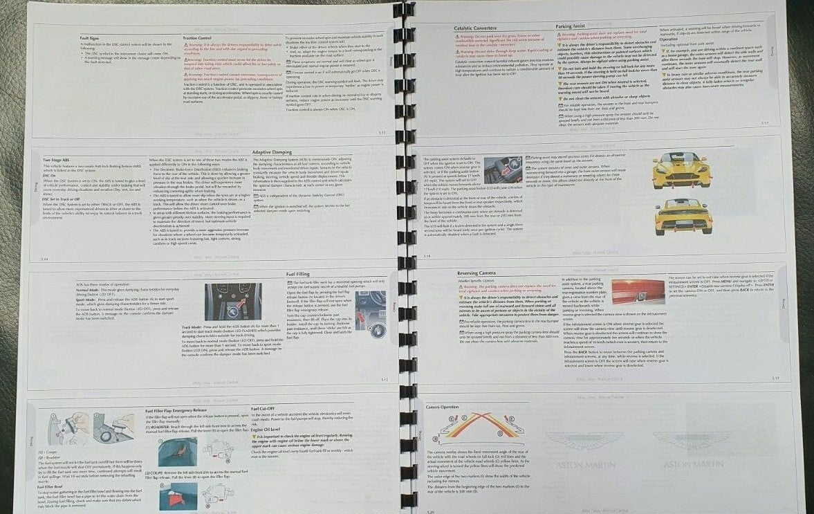 ASTON MARTIN V12 VANTAGE S USER OWNERS GUIDE REPRINT A4 COMB BOUND