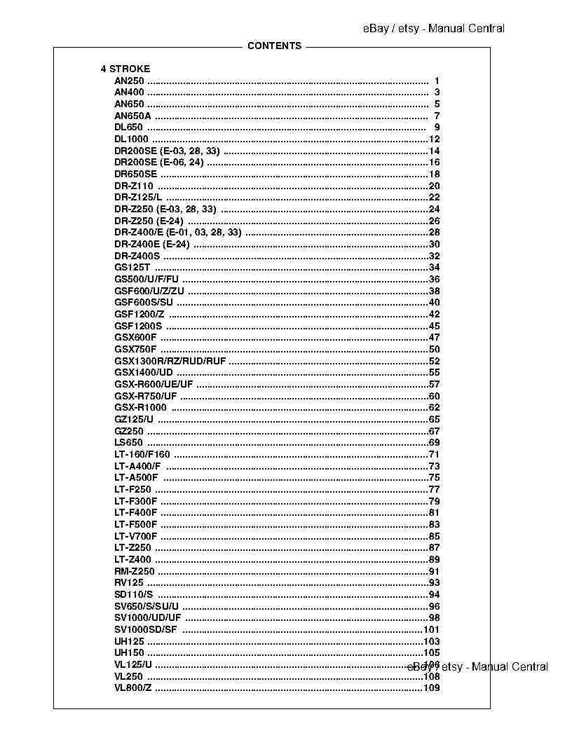SUZUKI 2004 4 & 2 STROKE ENGINES SERVICE DATA MANUAL
