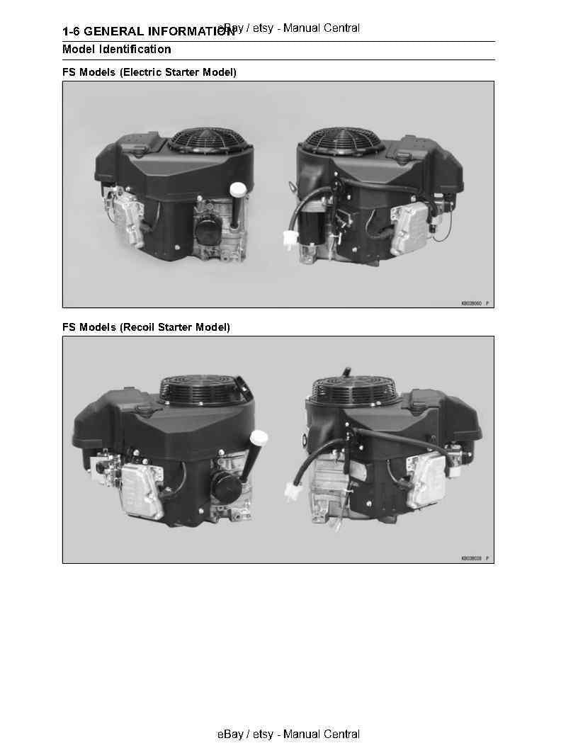 KAWASAKI FS481V FS541V FS600V 4 STROKE AIR COOLED GASOLINE ENGINE MANUAL 2009
