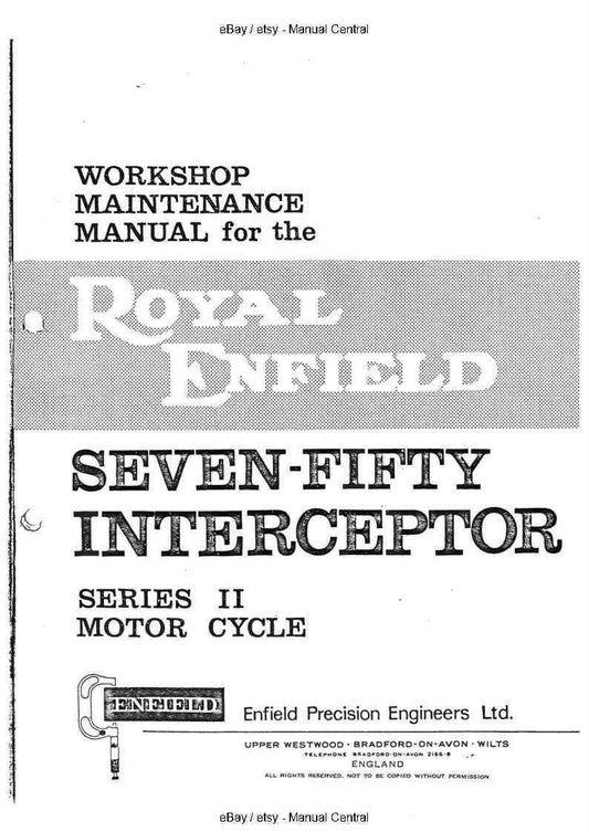 ROYAL ENFIELD 750 INTERCEPTOR SERIES 2 SERVICE WORKSHOP REPAIR MANUAL REPRINTED