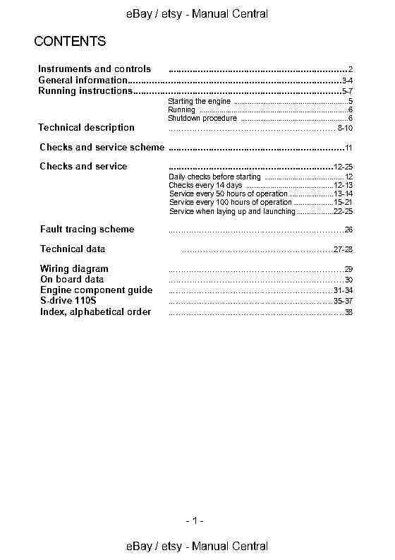 VOLVO PENTA MD11C MD17C 110S OPERATOR INSTRUCTION MANUAL 1976 EDITION