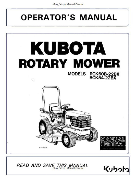 KUBOTA RCK60-22BX RCK54-22BX OPERATOR MANUAL REPRINTED