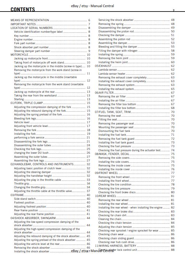 KTM 2009 1190 RC8 R - UK AUS FR JP - WORKSHOP REPAIR SERVICE MANUAL REPRINTED