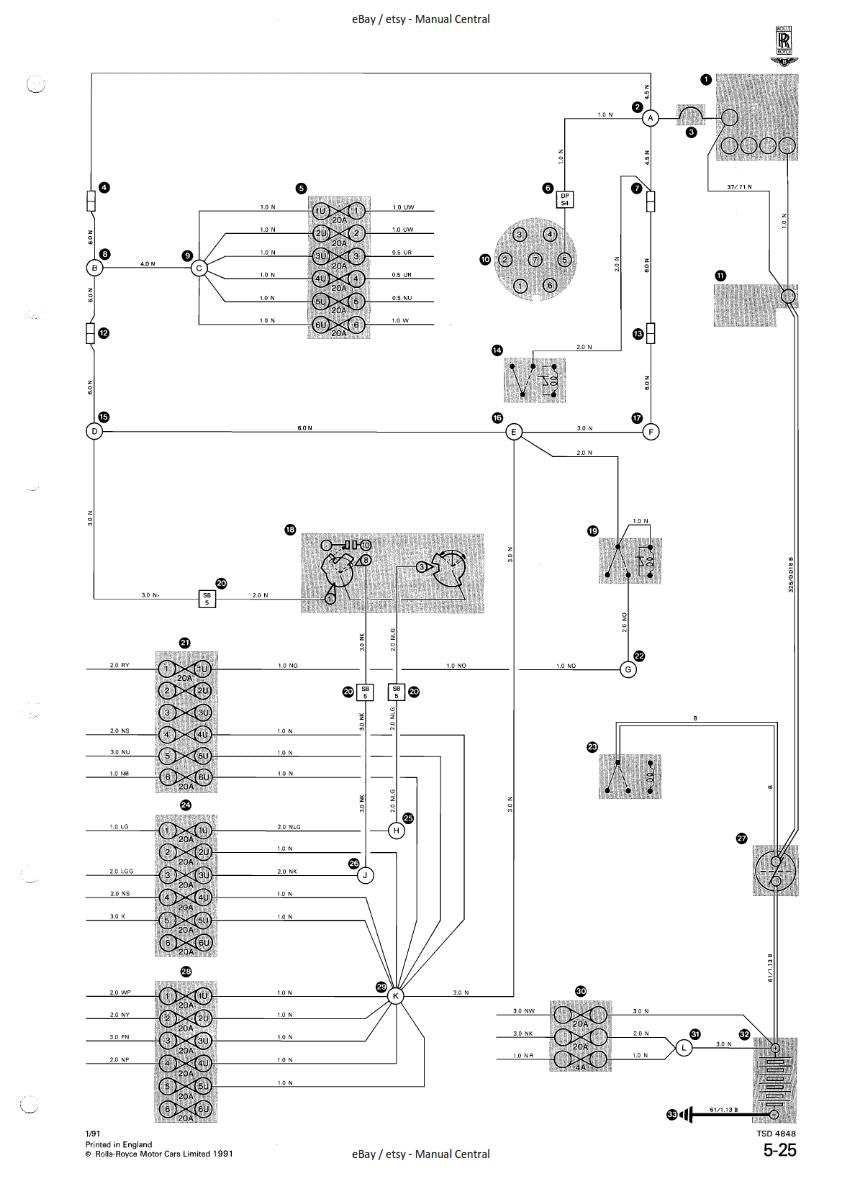 ROLLS ROYCE SILVER SPIRIT SPUR CORNICHE II ELECTRICAL SUPPLEMENT 1989 TSD4848