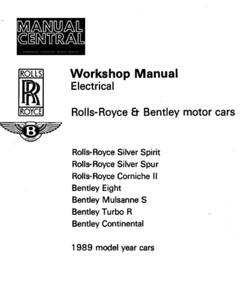 BENTLEY EIGHT MULSANNE S, TURBO R, CONTINENTAL, ELECTRICAL WORKSHOP 1989 TSD4848