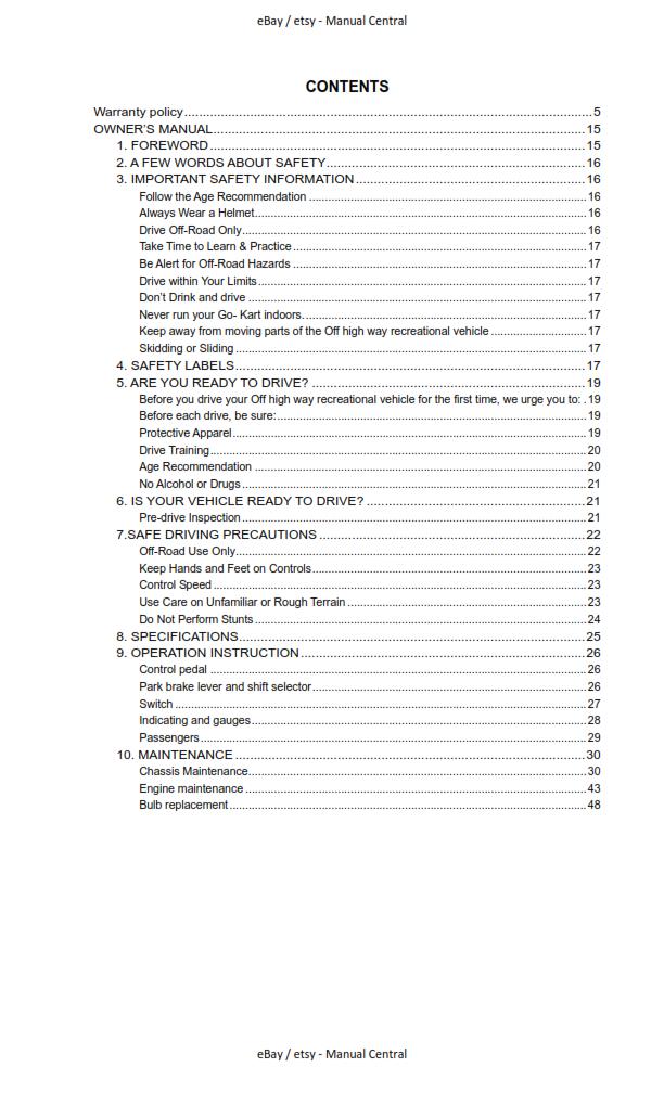 JOYNER JNSZ1100SVB 1100 VIPER OWNER SERVICE PARTS MANUAL 2009 REPRINTED