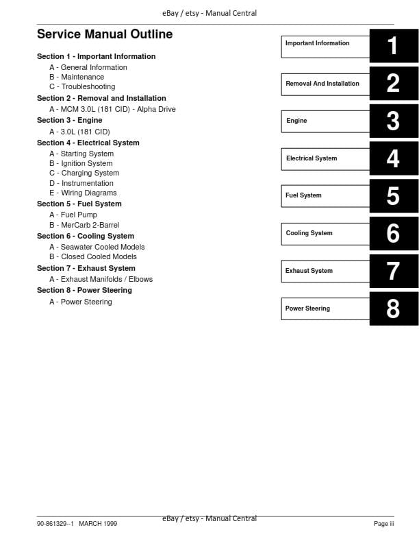 MERCURY NO 26 - GM 4 CYLINDER 181 CID 3.0L SERVICE WORKSHOP REPAIR MANUAL 1999