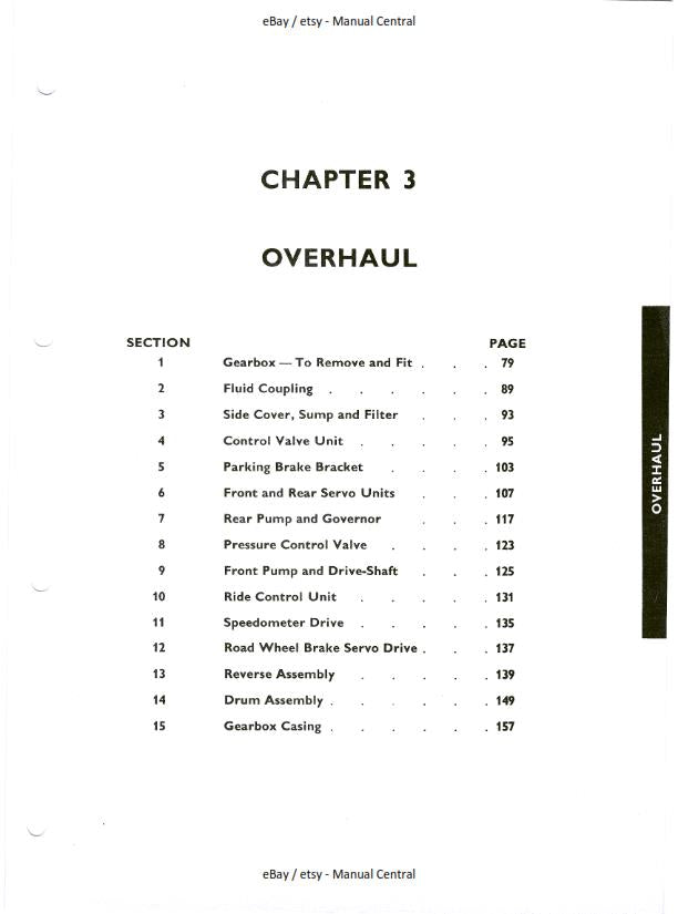 ROLLS ROYCE SILVER DAWN SILVER CLOUD I II III PHANTOM V VI - AUTO GEARBOX MANUAL