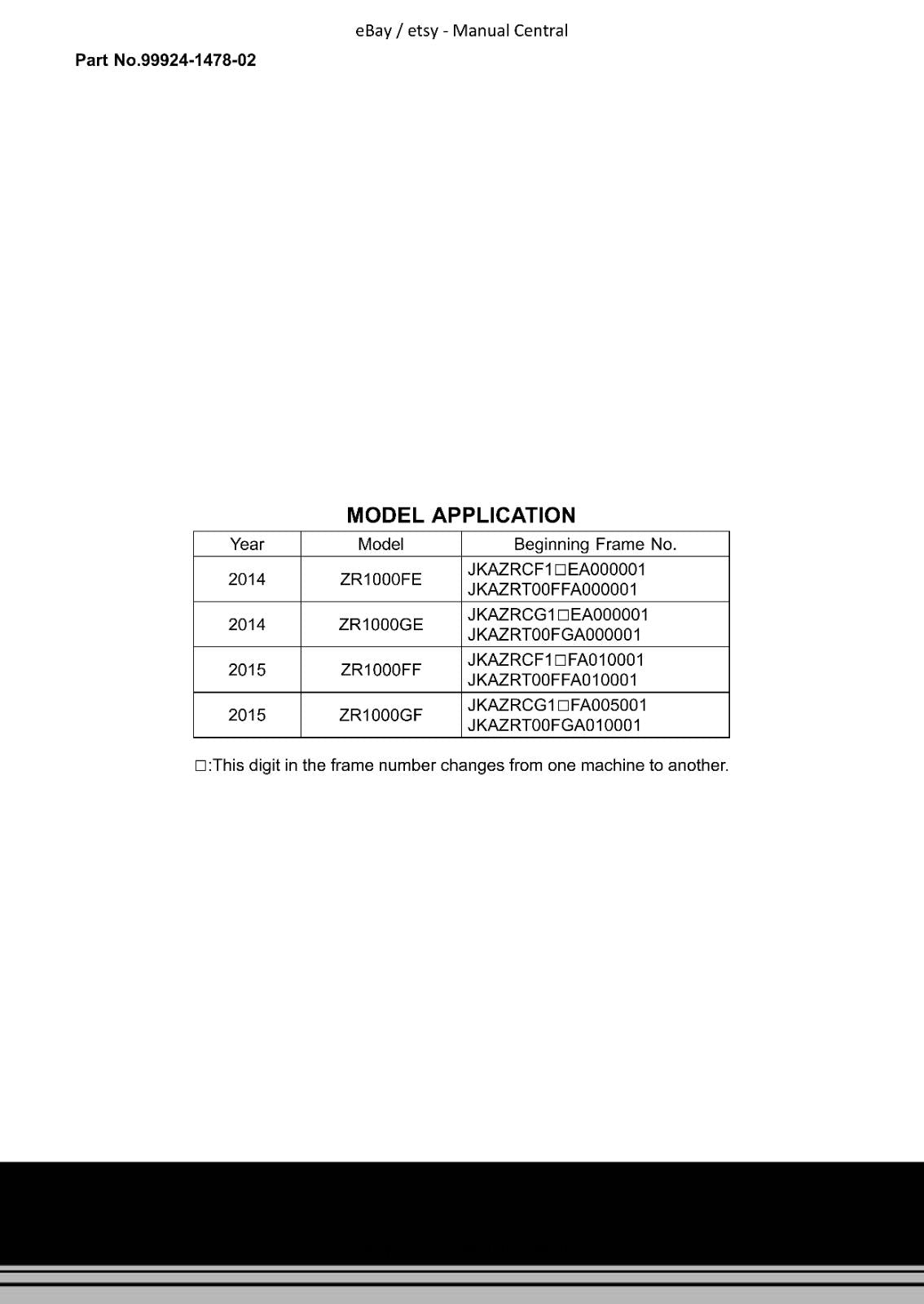 KAWASAKI MOTORCYCLE Z1000 ABS WORKSHOP SERVICE REPAIR 2014 TO 2015 MODELS