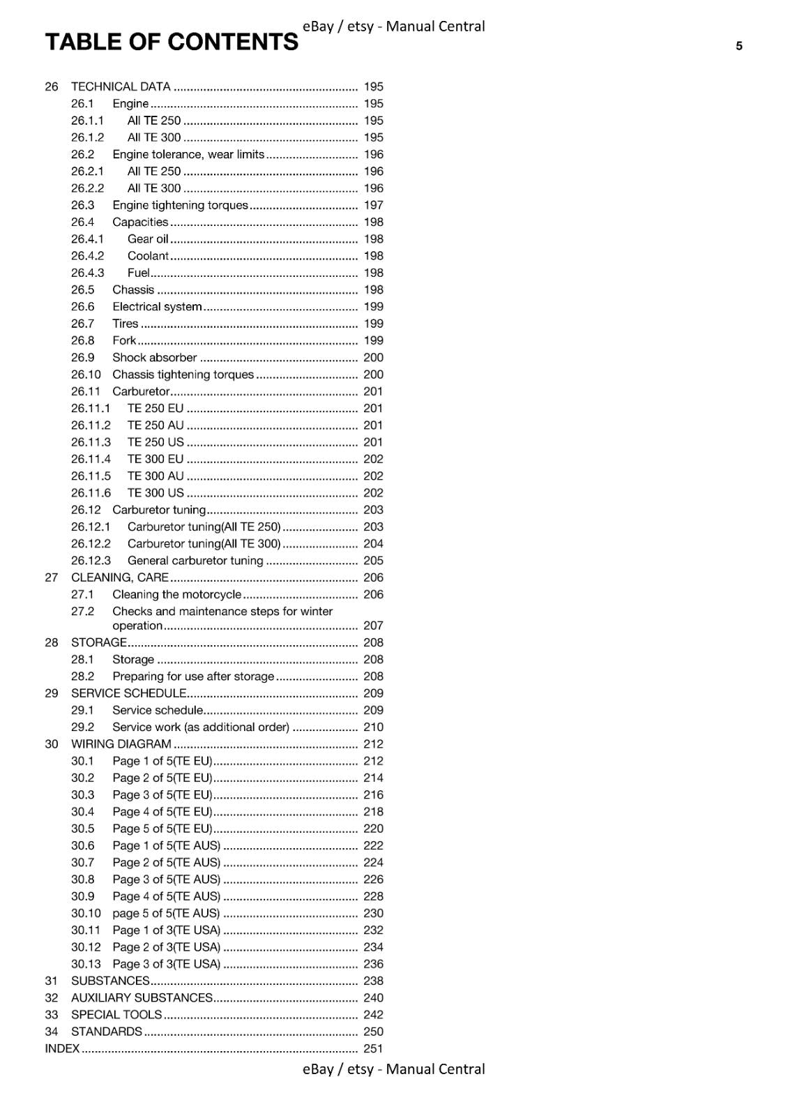 HUSQVARNA 2014 TE 250 TE 300 EU AU US WORKSHOP REPAIR SERVICE MANUAL REPRINTED
