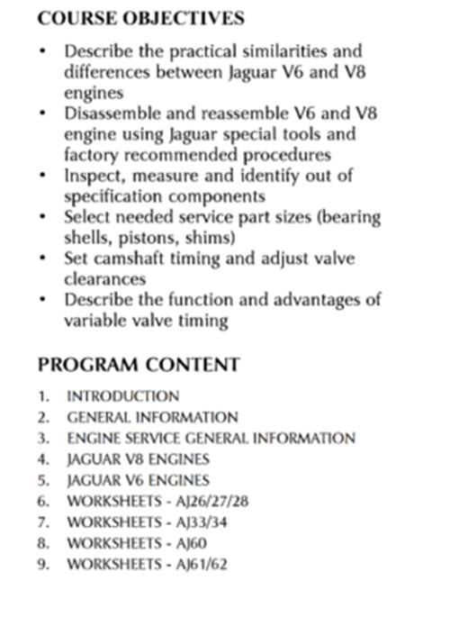 JAGUAR AJ V6 V8 ENGINE REPAIR SERVICE TRAINING MANUAL 168 - 08 2003 EDITION