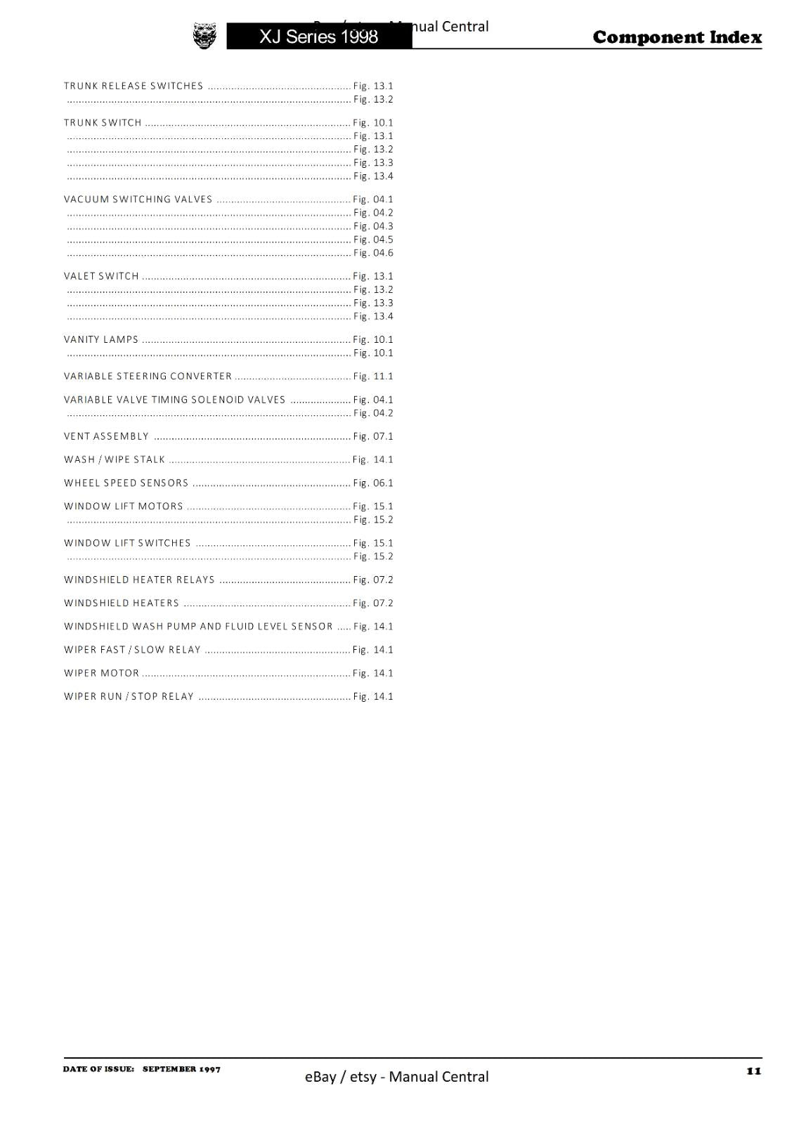 JAGUAR XJ SERIES SEDAN 1998 ELECTRICAL GUIDE WIRING MANUAL REPRINTED COMB BOUND