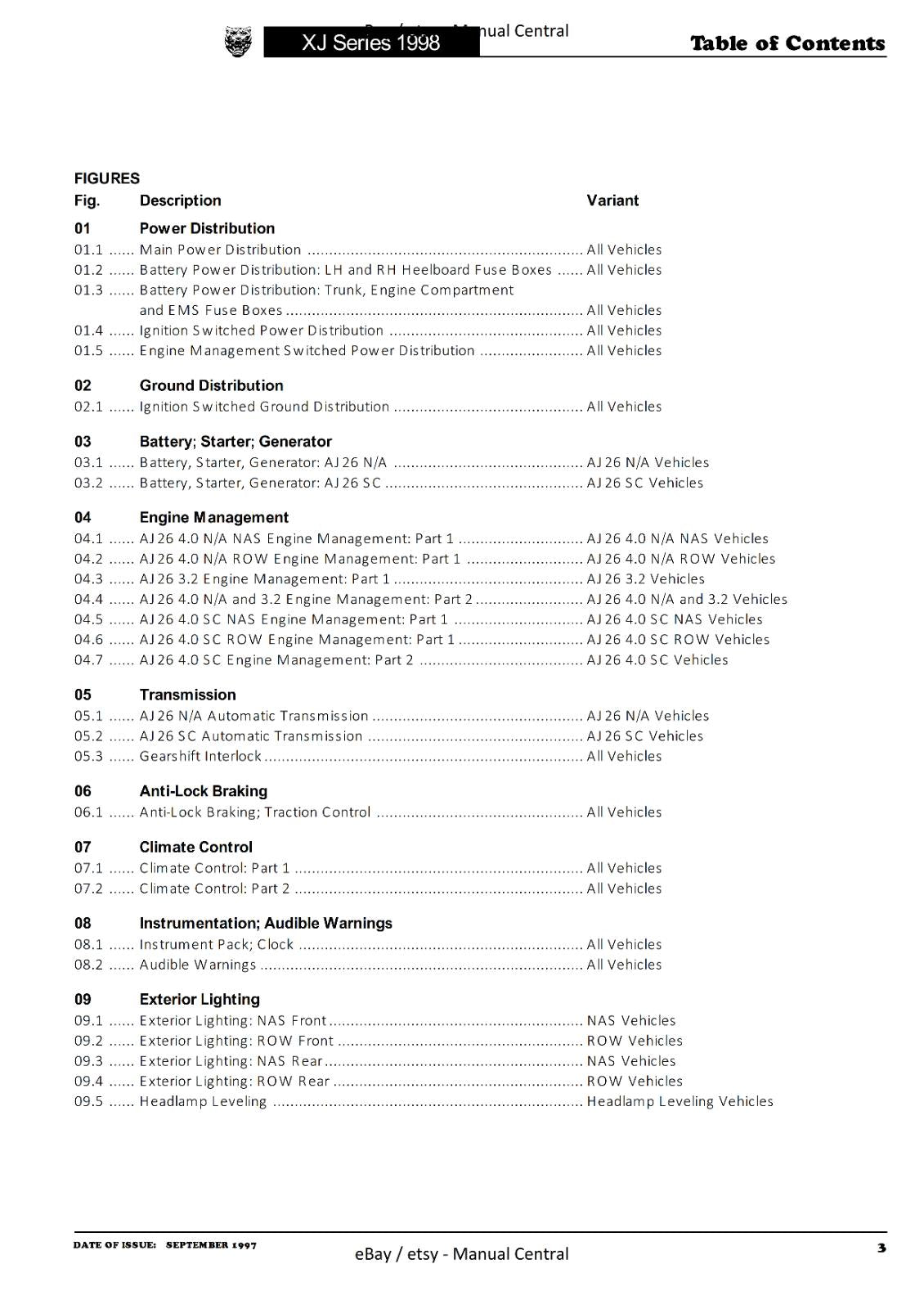 JAGUAR XJ SERIES SEDAN 1998 ELECTRICAL GUIDE WIRING MANUAL REPRINTED COMB BOUND