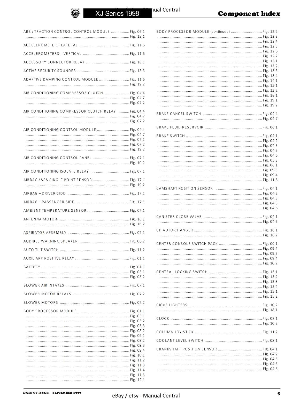 JAGUAR XJ SERIES SEDAN 1998 ELECTRICAL GUIDE WIRING MANUAL REPRINTED COMB BOUND