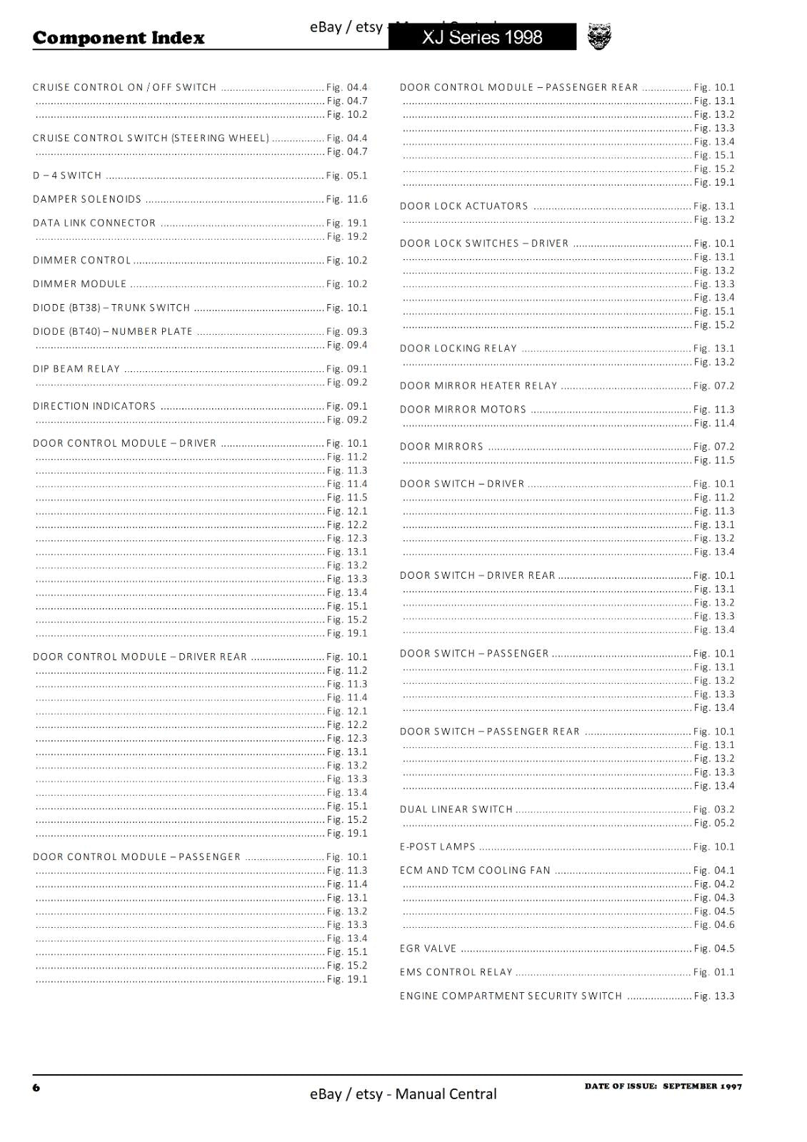 JAGUAR XJ SERIES SEDAN 1998 ELECTRICAL GUIDE WIRING MANUAL REPRINTED COMB BOUND