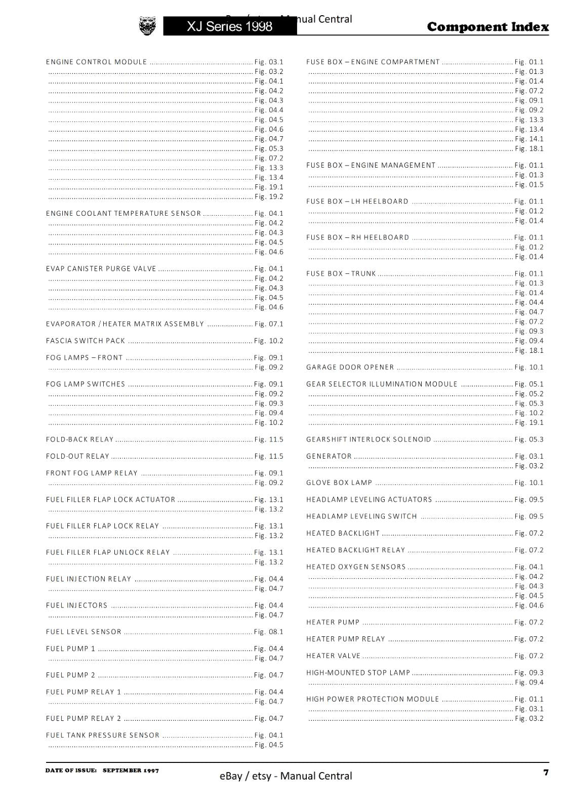 JAGUAR XJ SERIES SEDAN 1998 ELECTRICAL GUIDE WIRING MANUAL REPRINTED COMB BOUND