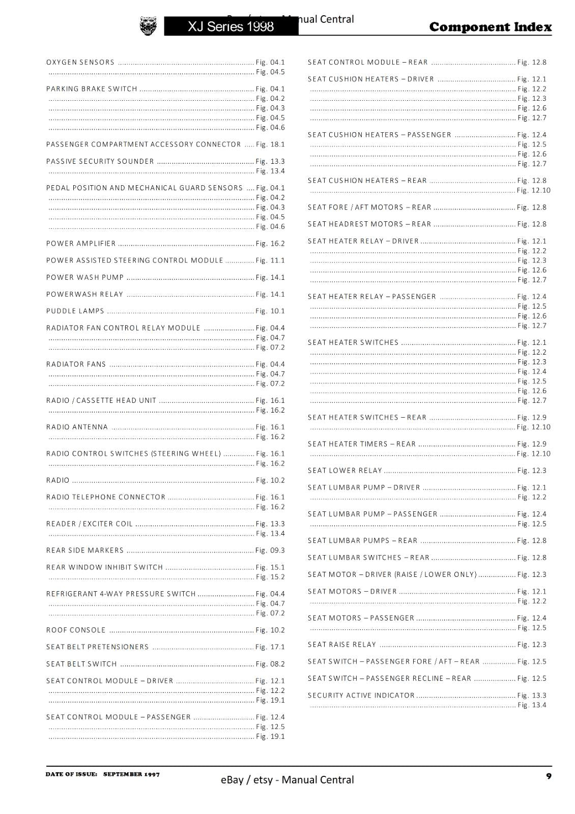 JAGUAR XJ SERIES SEDAN 1998 ELECTRICAL GUIDE WIRING MANUAL REPRINTED COMB BOUND