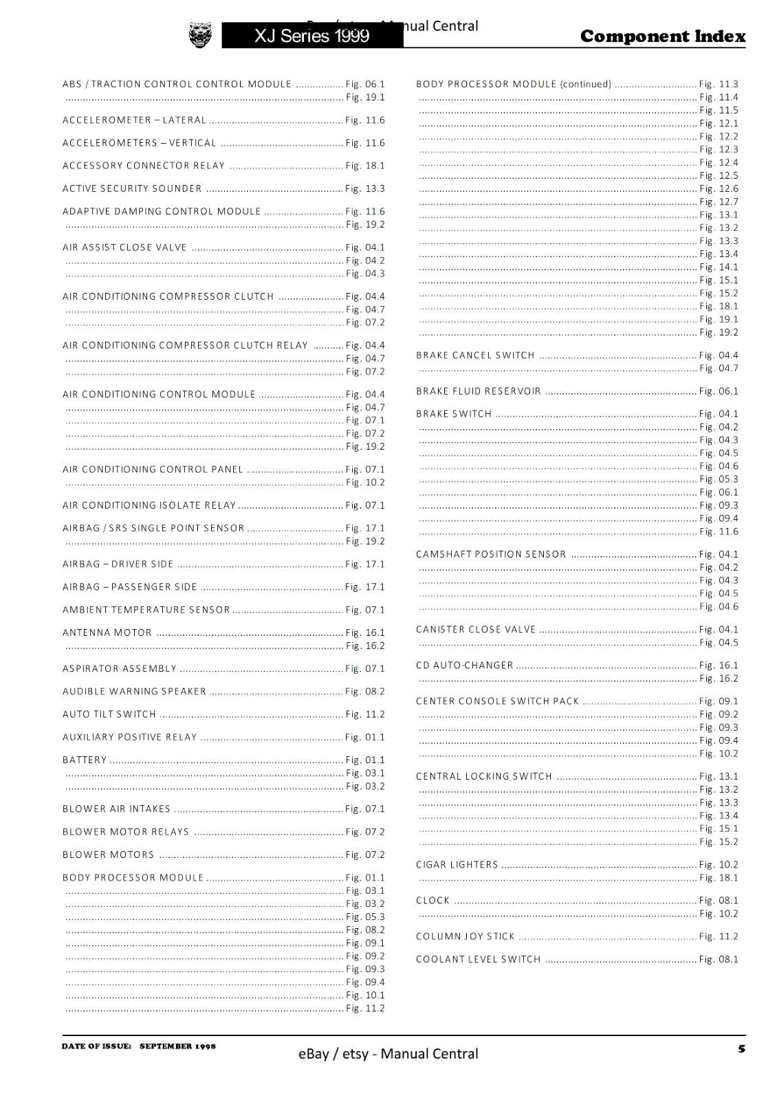 JAGUAR XJ SERIES SEDAN 1999 ELECTRICAL GUIDE MANUAL WIRING REPRINTED COMB BOUND