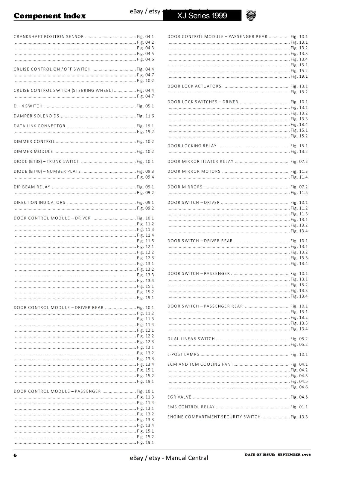 JAGUAR XJ SERIES SEDAN 1999 ELECTRICAL GUIDE MANUAL WIRING REPRINTED COMB BOUND