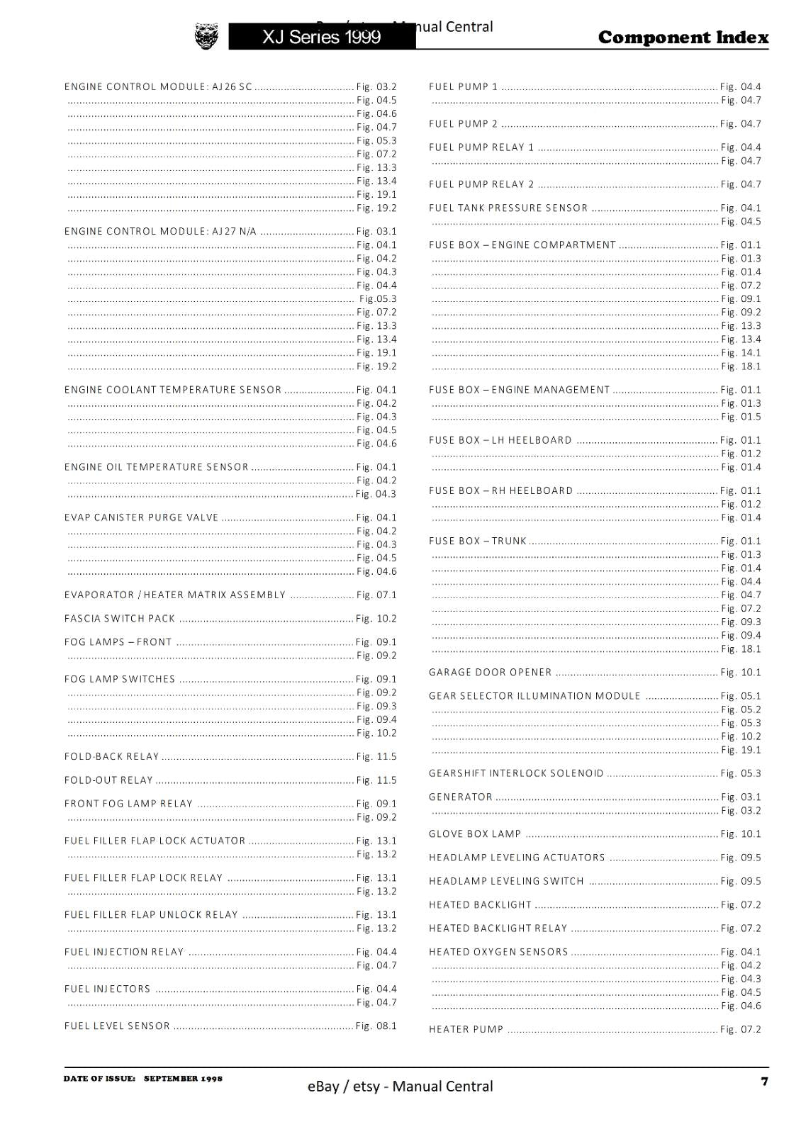 JAGUAR XJ SERIES SEDAN 1999 ELECTRICAL GUIDE MANUAL WIRING REPRINTED COMB BOUND