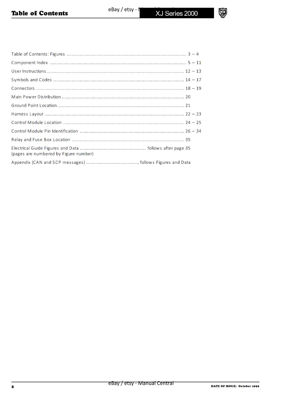 JAGUAR XJ SERIES SEDAN 2000 ELECTRICAL GUIDE MANUAL WIRING REPRINTED COMB BOUND