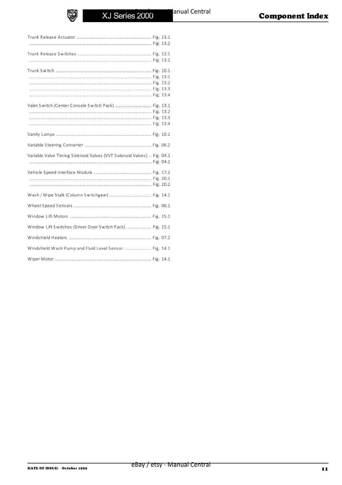 JAGUAR XJ SERIES SEDAN 2000 ELECTRICAL GUIDE MANUAL WIRING REPRINTED COMB BOUND