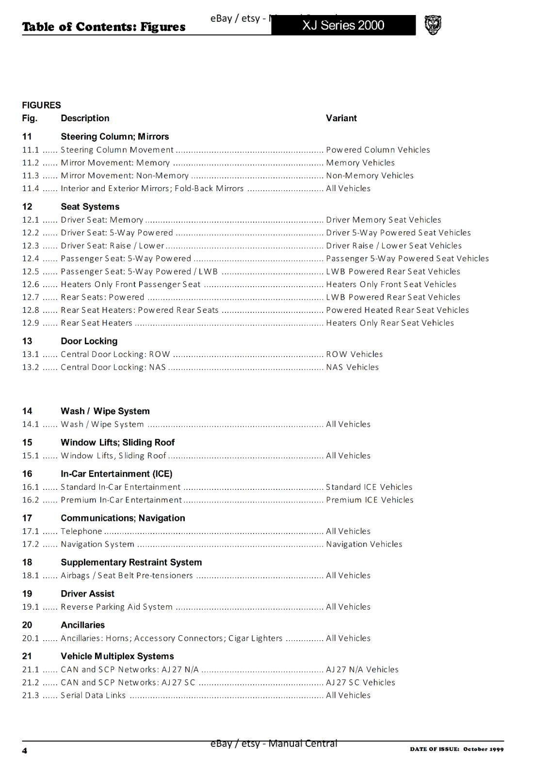 JAGUAR XJ SERIES SEDAN 2000 ELECTRICAL GUIDE MANUAL WIRING REPRINTED COMB BOUND