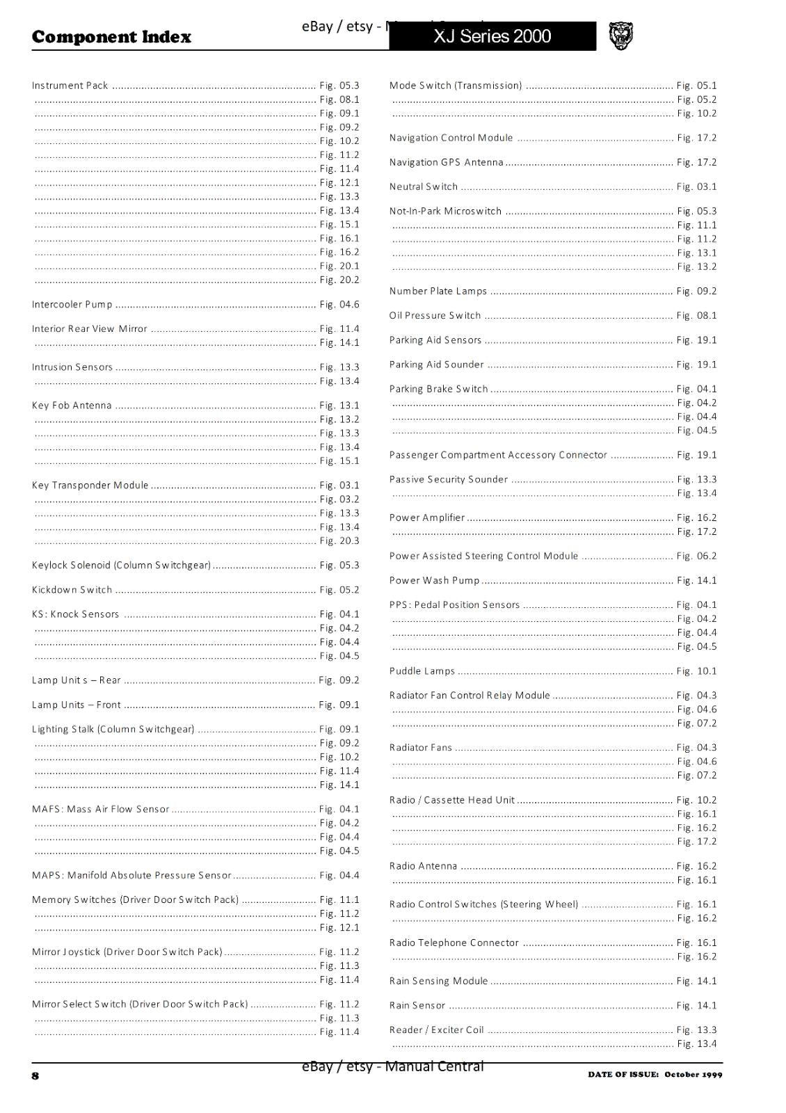 JAGUAR XJ SERIES SEDAN 2000 ELECTRICAL GUIDE MANUAL WIRING REPRINTED COMB BOUND