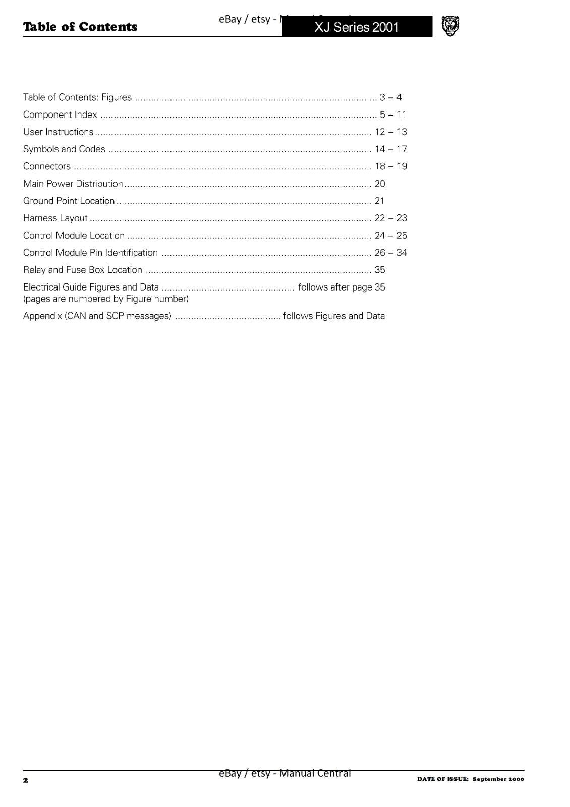 JAGUAR XJ SERIES SEDAN 2001 ELECTRICAL GUIDE MANUAL WIRING REPRINTED COMB BOUND