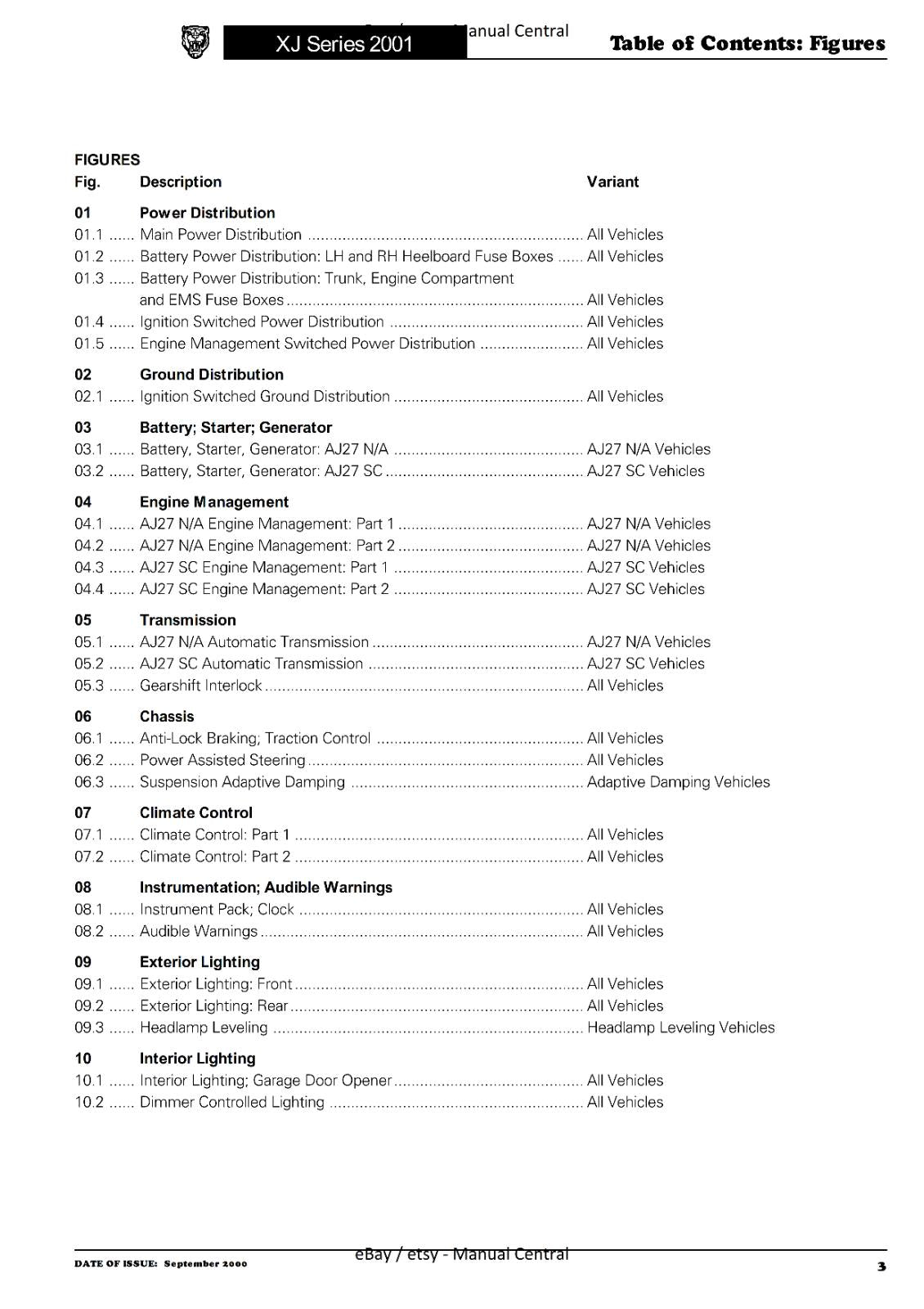 JAGUAR XJ SERIES SEDAN 2001 ELECTRICAL GUIDE MANUAL WIRING REPRINTED COMB BOUND