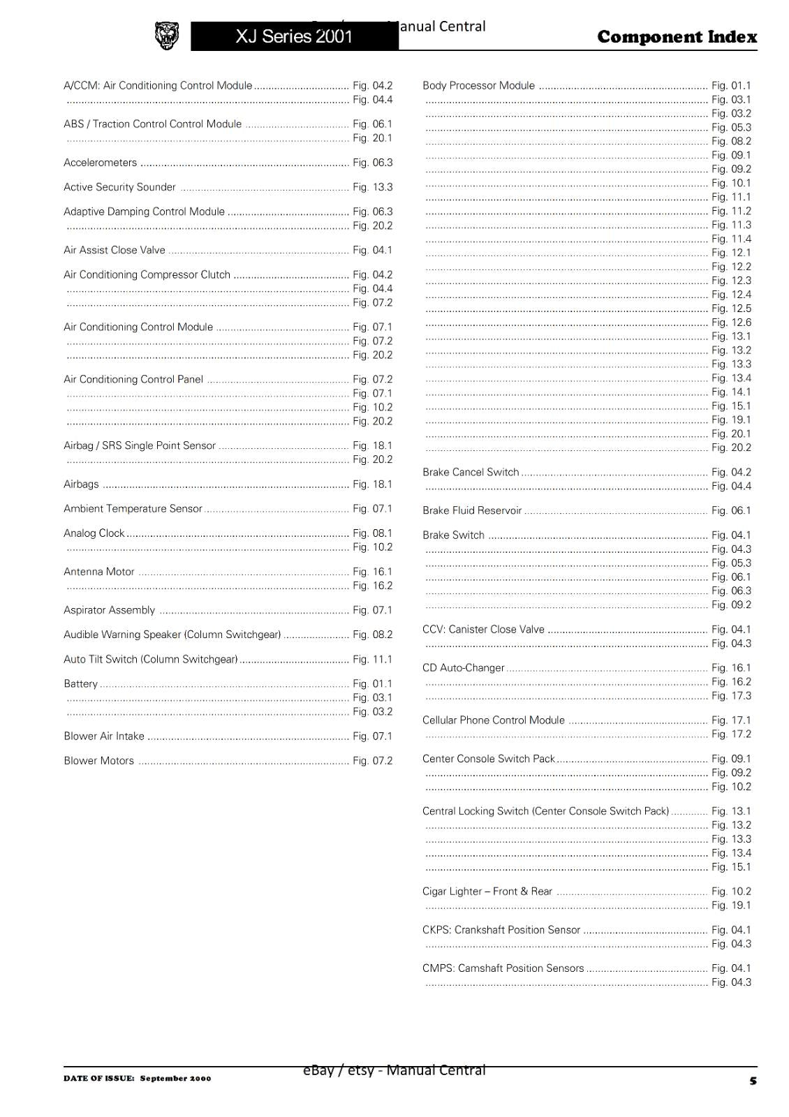 JAGUAR XJ SERIES SEDAN 2001 ELECTRICAL GUIDE MANUAL WIRING REPRINTED COMB BOUND