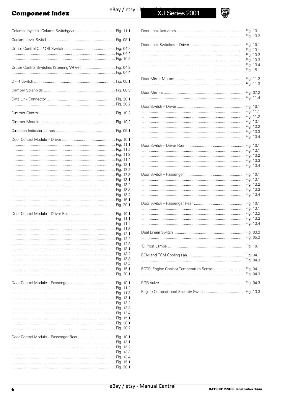 JAGUAR XJ SERIES SEDAN 2001 ELECTRICAL GUIDE MANUAL WIRING REPRINTED COMB BOUND