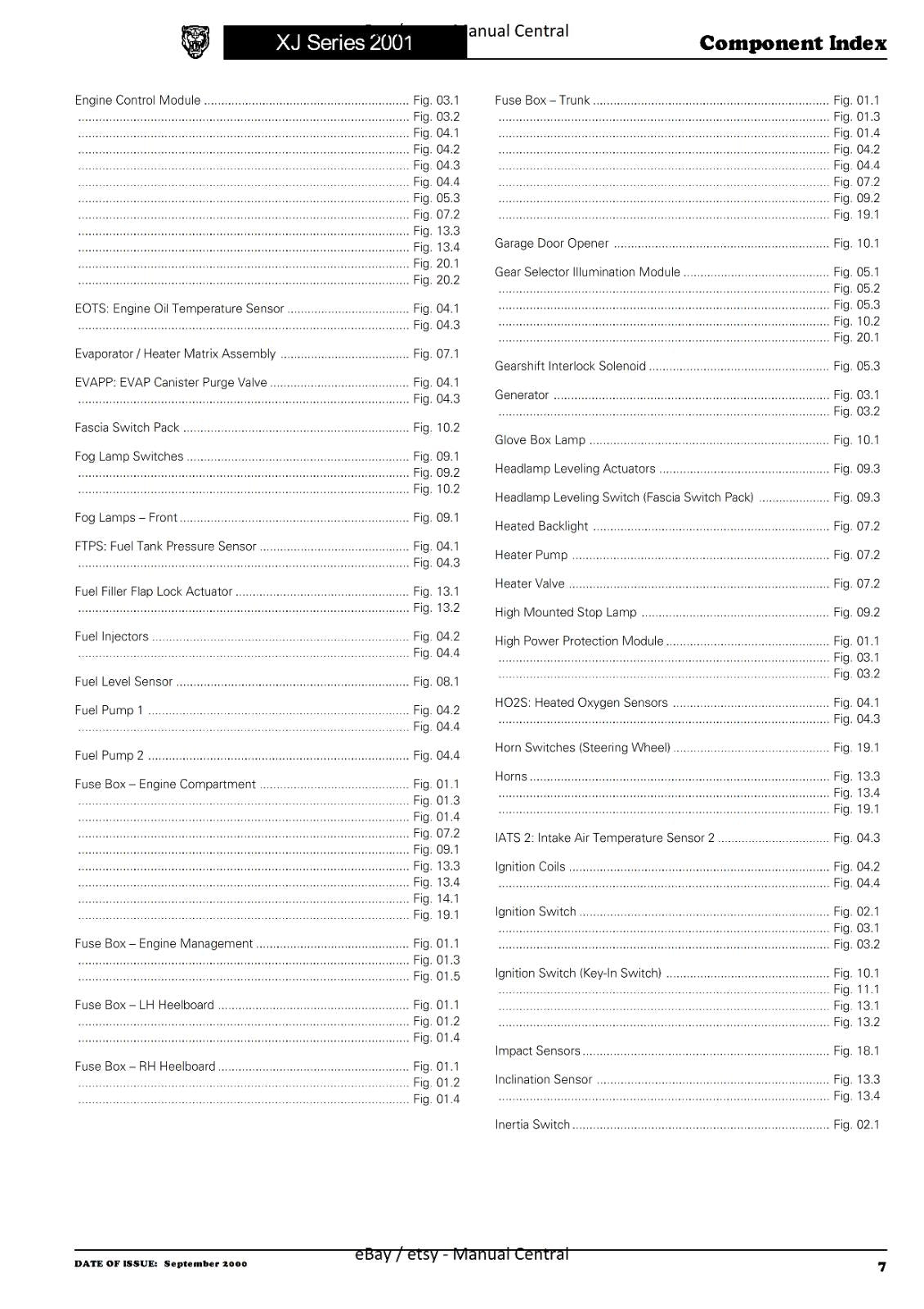 JAGUAR XJ SERIES SEDAN 2001 ELECTRICAL GUIDE MANUAL WIRING REPRINTED COMB BOUND