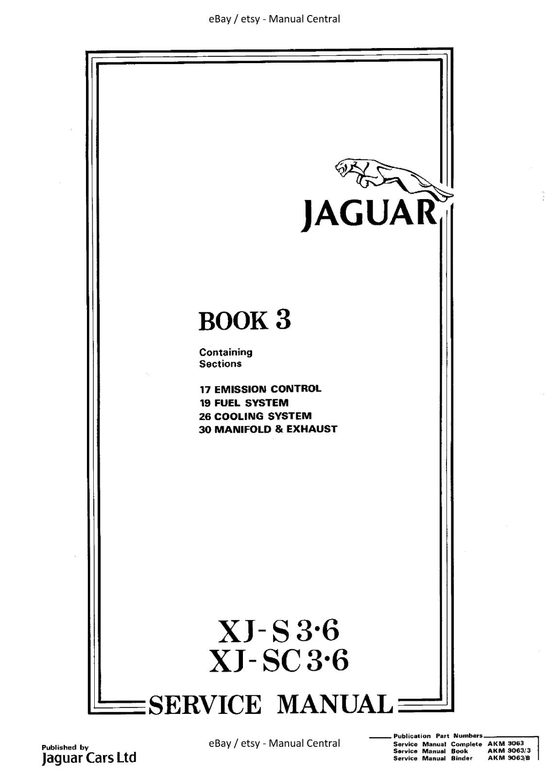 JAGUAR XJ-S XJ-SC 3.6 WORKSHOP SERVICE REPAIR MANUAL REPRINTED COMB BOUND