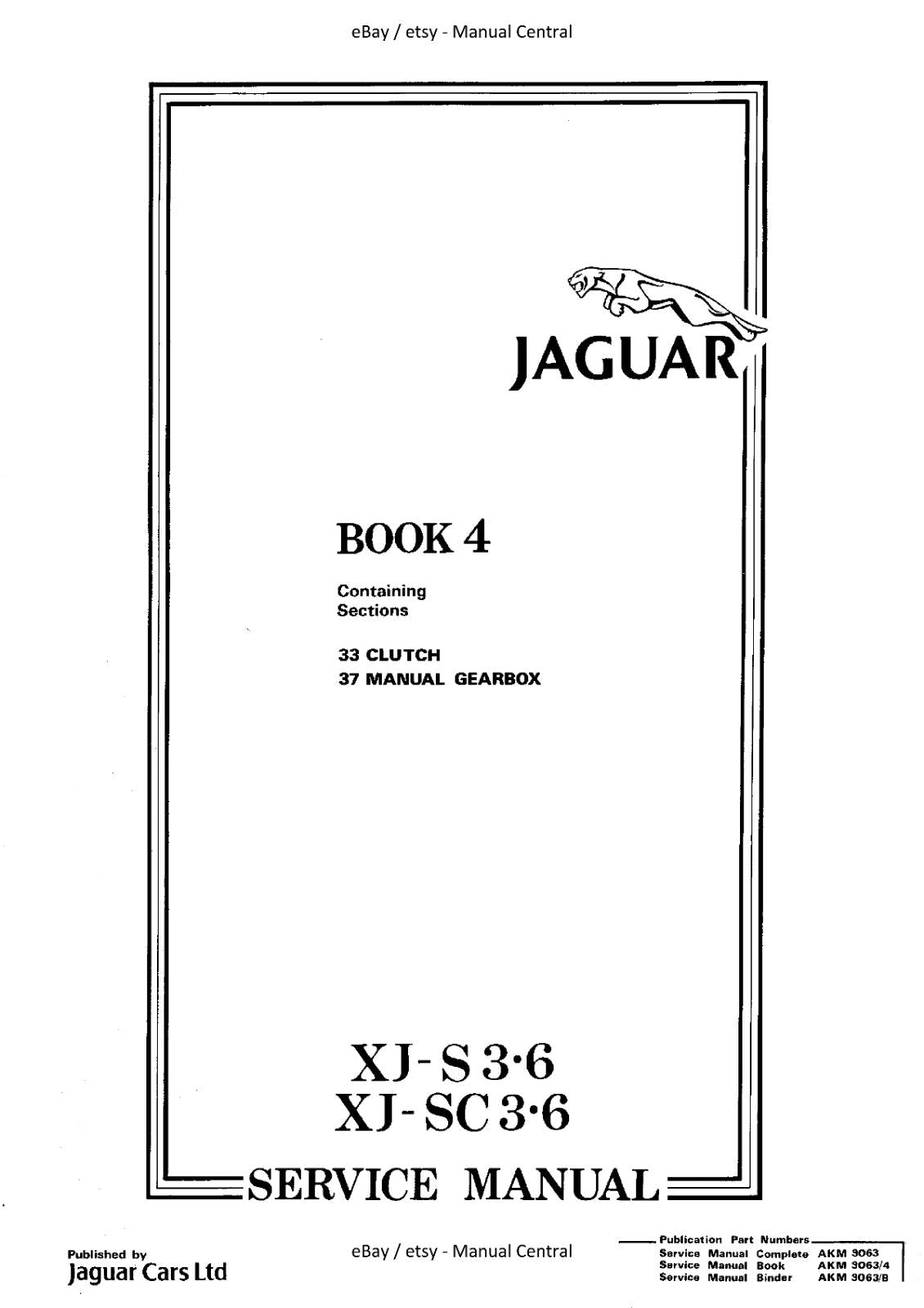 JAGUAR XJ-S XJ-SC 3.6 WORKSHOP SERVICE REPAIR MANUAL REPRINTED COMB BOUND