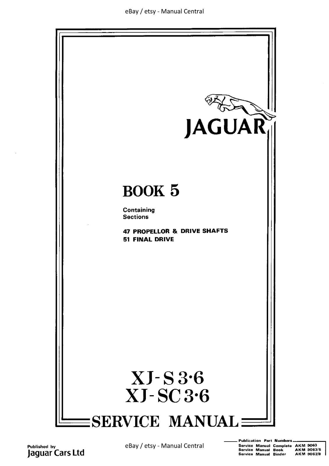JAGUAR XJ-S XJ-SC 3.6 WORKSHOP SERVICE REPAIR MANUAL REPRINTED COMB BOUND