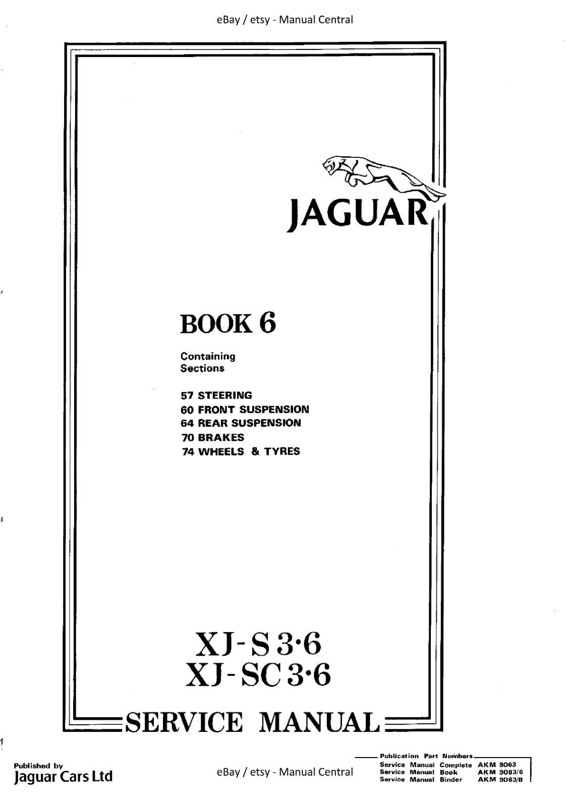 JAGUAR XJ-S XJ-SC 3.6 WORKSHOP SERVICE REPAIR MANUAL REPRINTED COMB BOUND