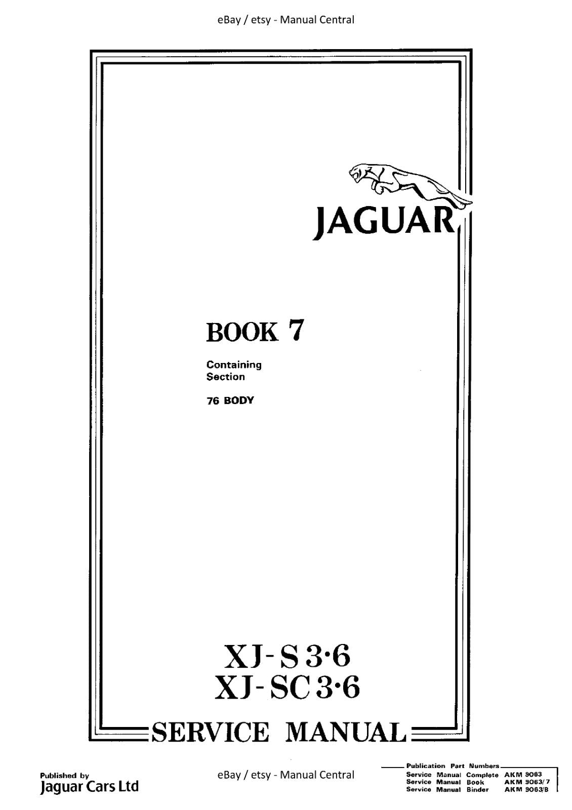 JAGUAR XJ-S XJ-SC 3.6 WORKSHOP SERVICE REPAIR MANUAL REPRINTED COMB BOUND