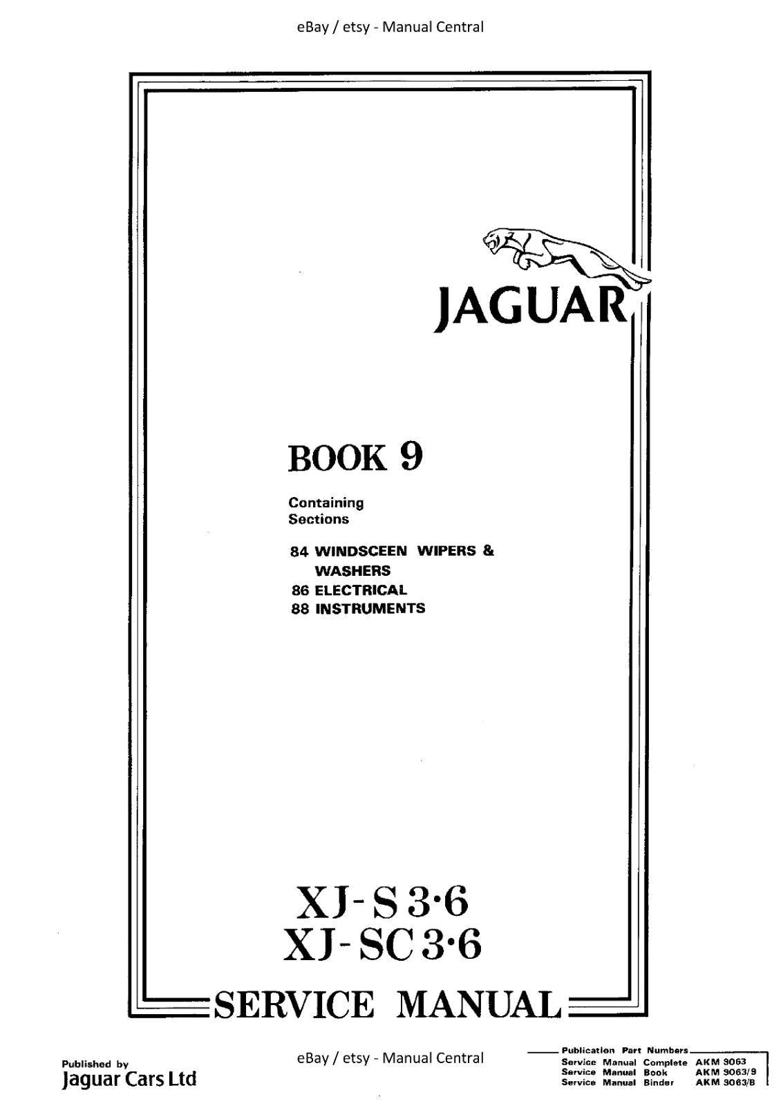 JAGUAR XJ-S XJ-SC 3.6 WORKSHOP SERVICE REPAIR MANUAL REPRINTED COMB BOUND