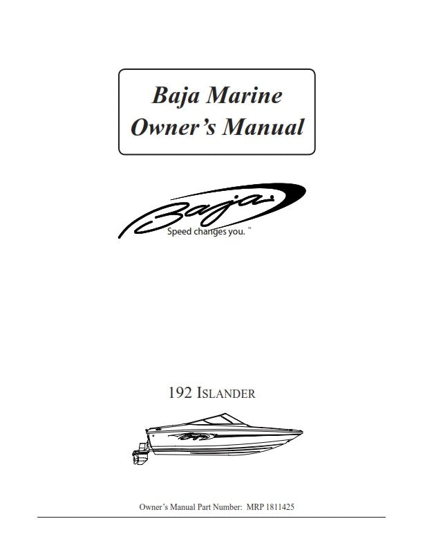 BAJA MARINE 192 ISLANDER BOAT OWNERS MANUAL REPRINTED COMB BOUND