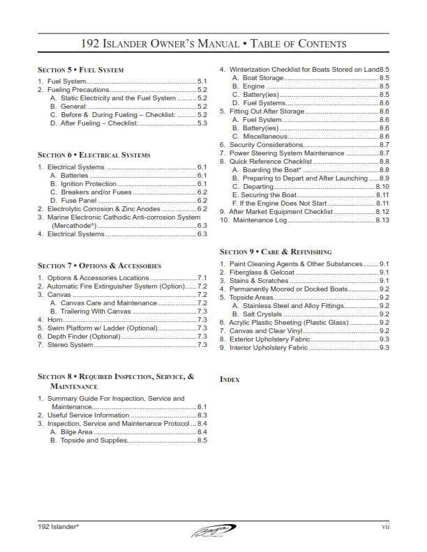 BAJA MARINE 192 ISLANDER BOAT OWNERS MANUAL REPRINTED COMB BOUND