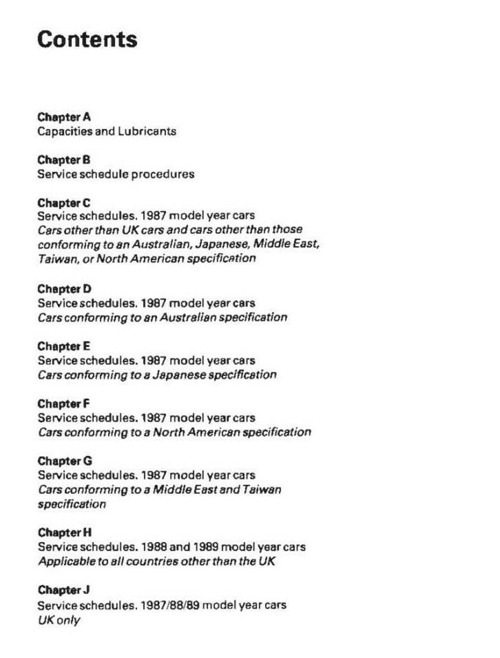 BENTLEY EIGHT MULSANNE S TURBO R CONTINENTAL SERVICE SCHEDULE 87-89 TSD4702