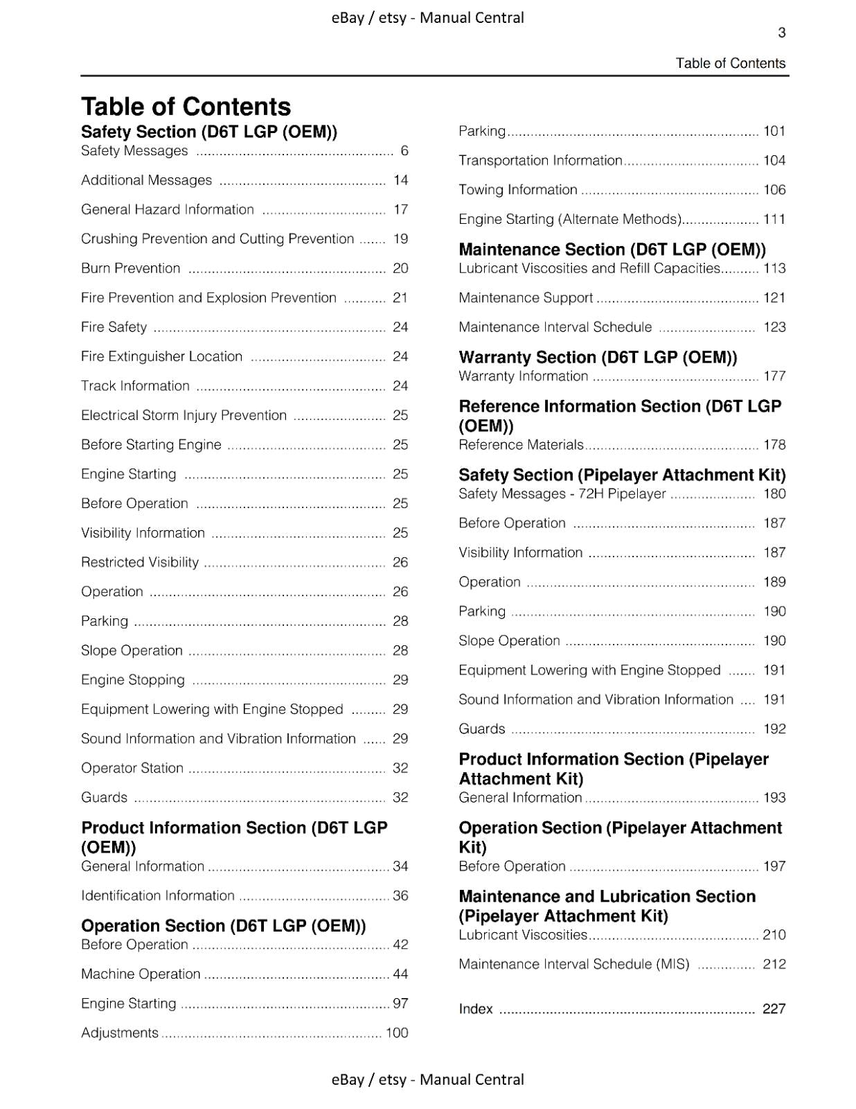CATERPILLAR 72H PIPELAYER OPERATION MAINTENANCE MANUAL 2012 EDITION