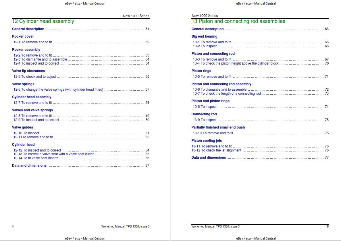 PERKINS NEW 1000 SERIES MODELS AJ TO AS & YG TO Y WORKSHOP SERVICE MANUAL