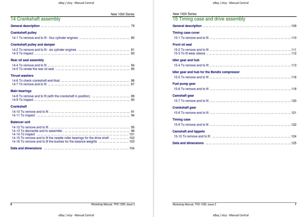 PERKINS NEW 1000 SERIES MODELS AJ TO AS & YG TO Y WORKSHOP SERVICE MANUAL
