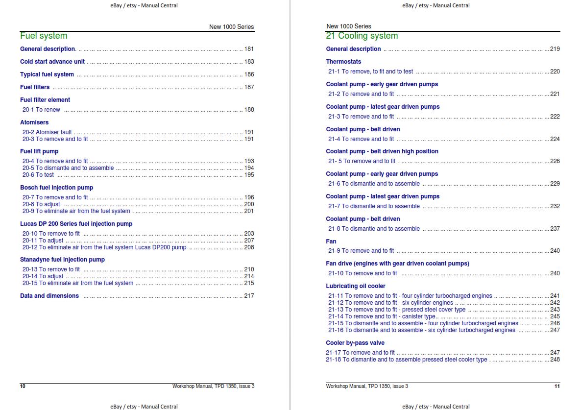 PERKINS NEW 1000 SERIES MODELS AJ TO AS & YG TO Y WORKSHOP SERVICE MANUAL