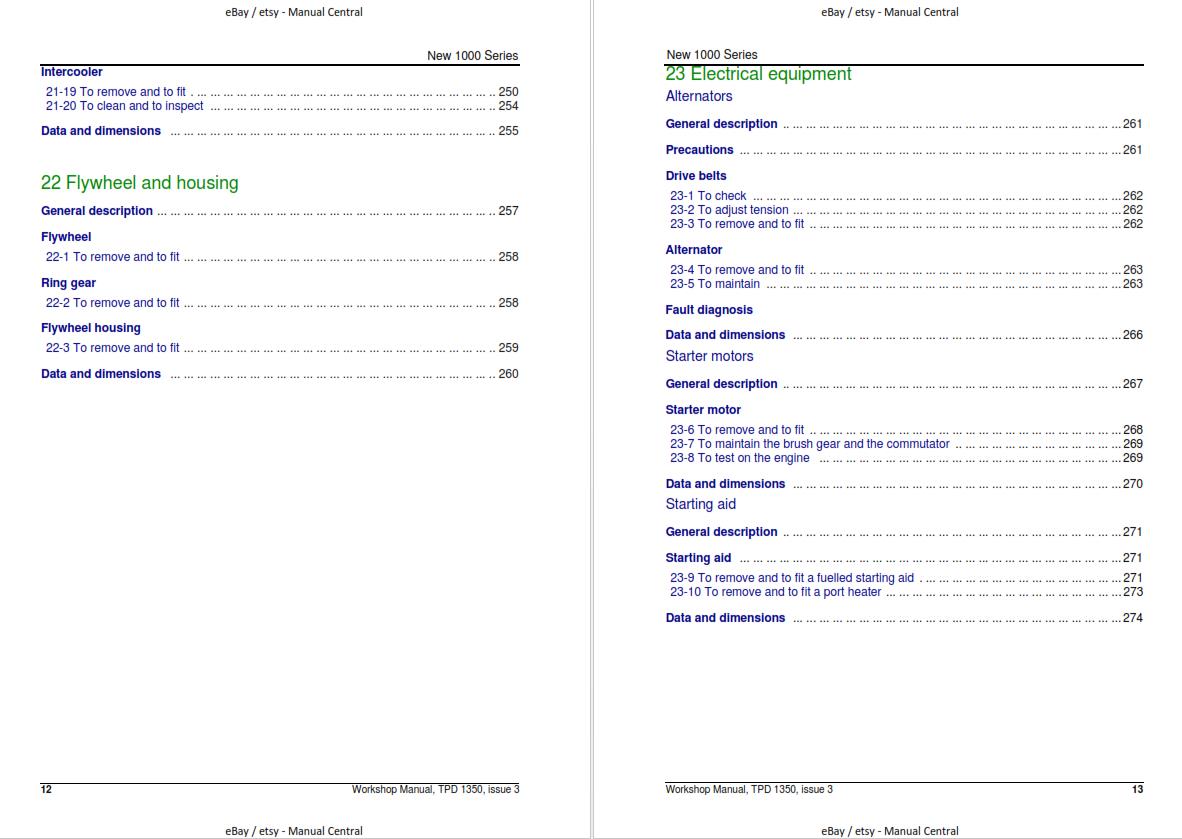 PERKINS NEW 1000 SERIES MODELS AJ TO AS & YG TO Y WORKSHOP SERVICE MANUAL