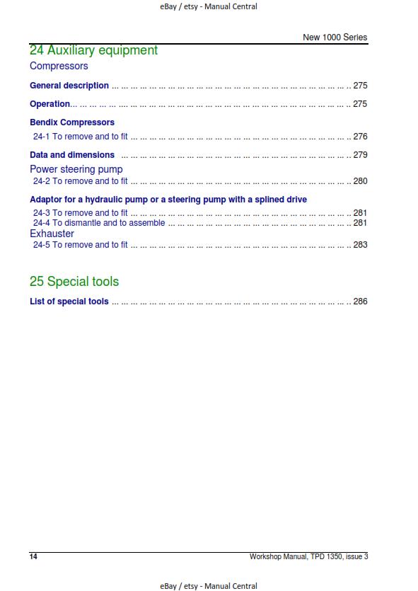 PERKINS NEW 1000 SERIES MODELS AJ TO AS & YG TO Y WORKSHOP SERVICE MANUAL