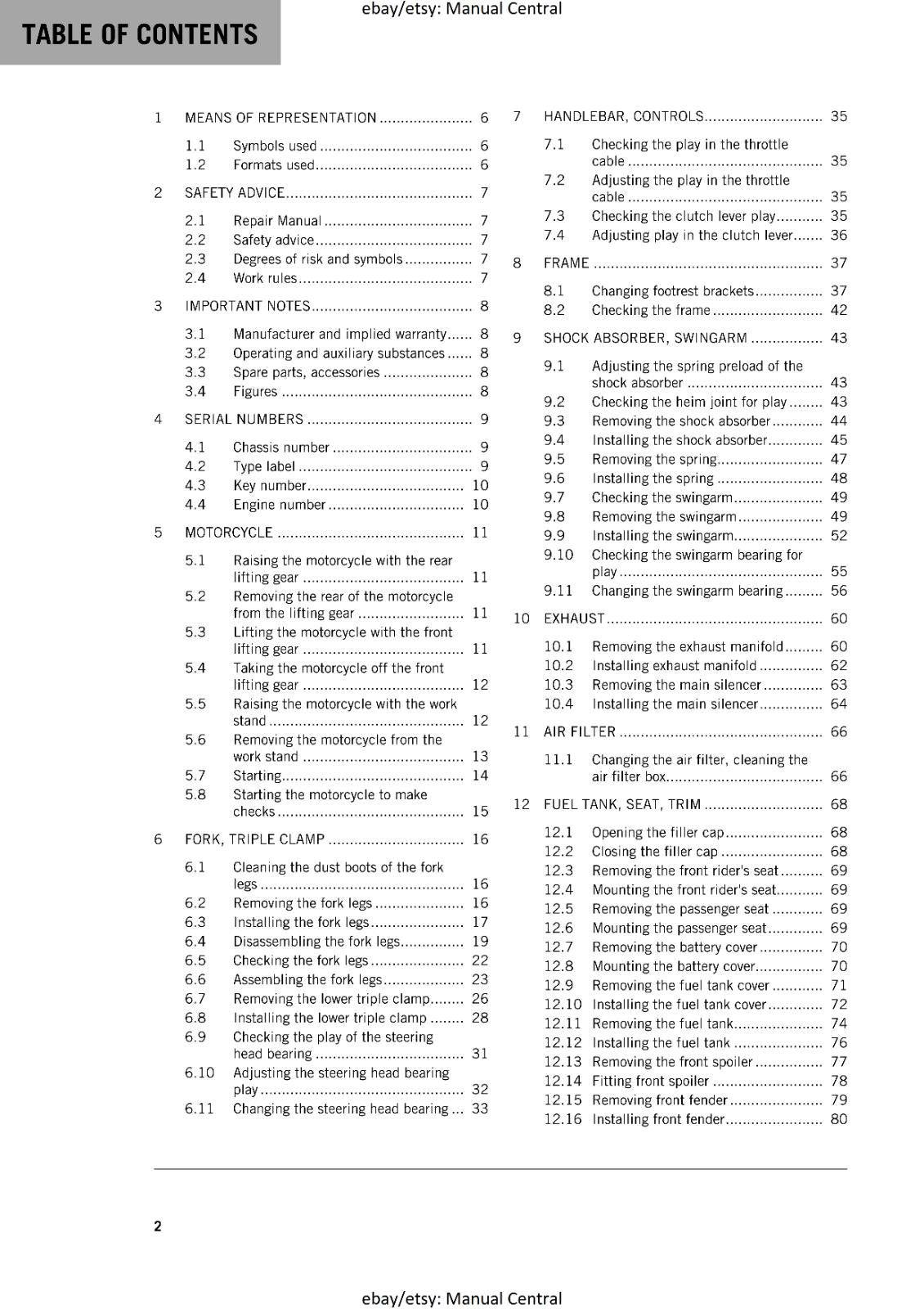 KTM 2016 RC 390 WORKSHOP REPAIR SERVICE MANUAL REPRINTED