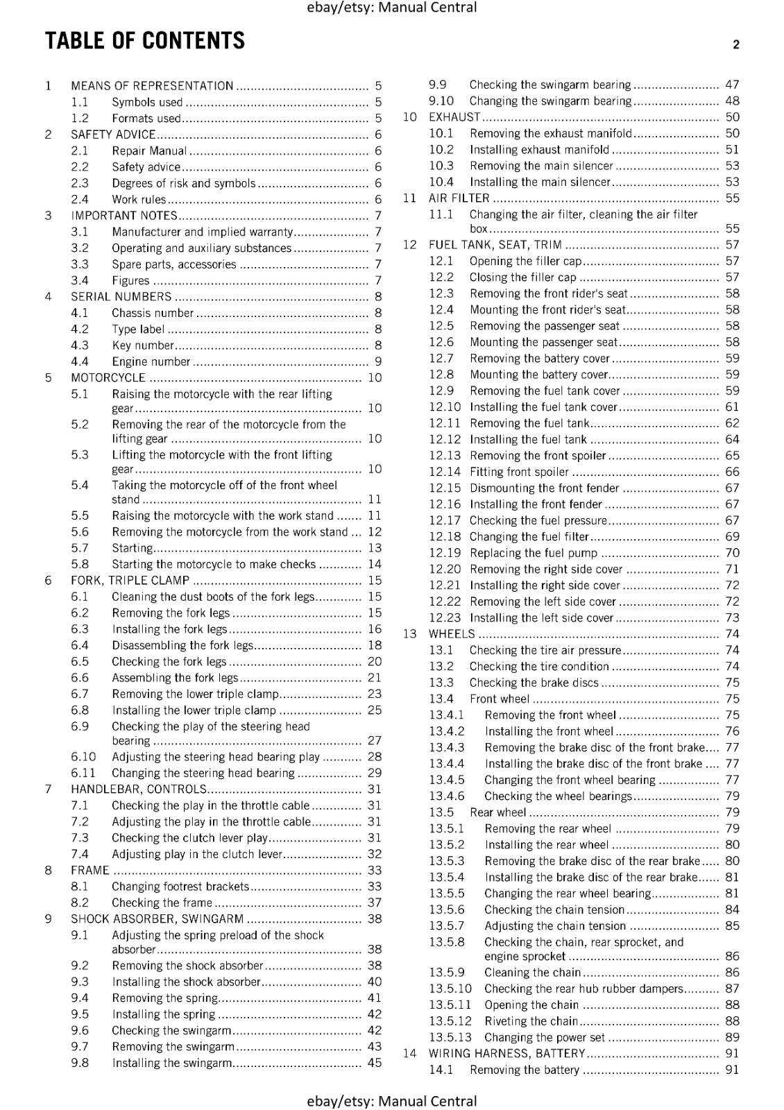 KTM 2015 - RC 390 - WORKSHOP REPAIR SERVICE MANUAL REPRINTED